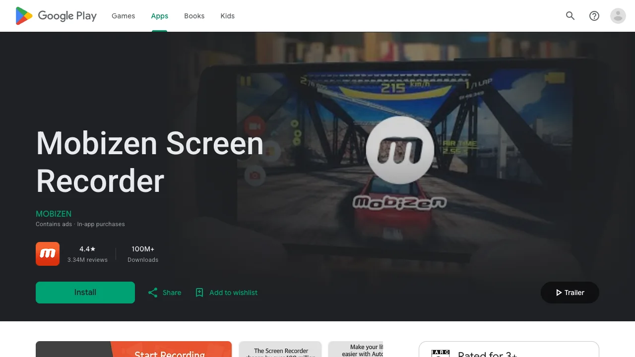 Official Google Play page for Mobizen Screen Recorder