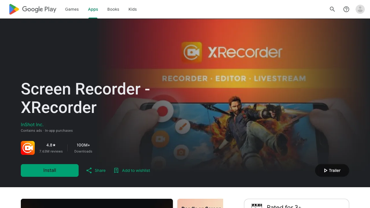 Official Google Play page for XRecorder
