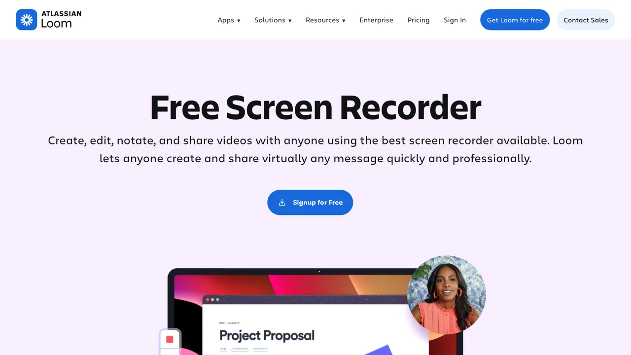 Official Loom screen recorder page