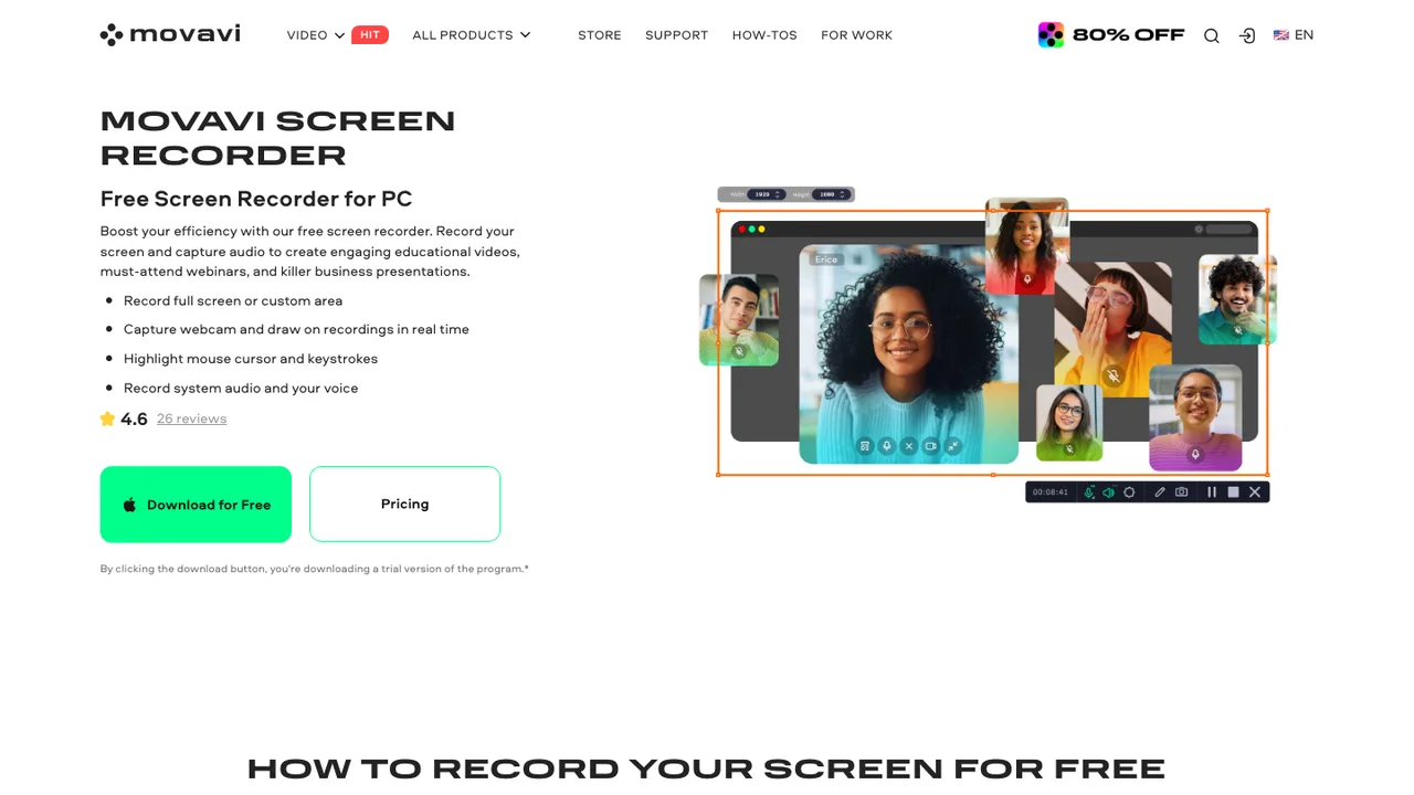 Official Movavi Screen Recorder page