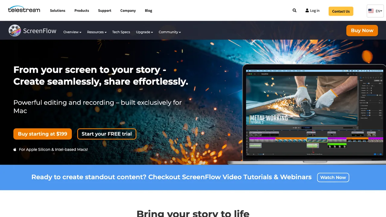 Official ScreenFlow page for video editing and screen recording software