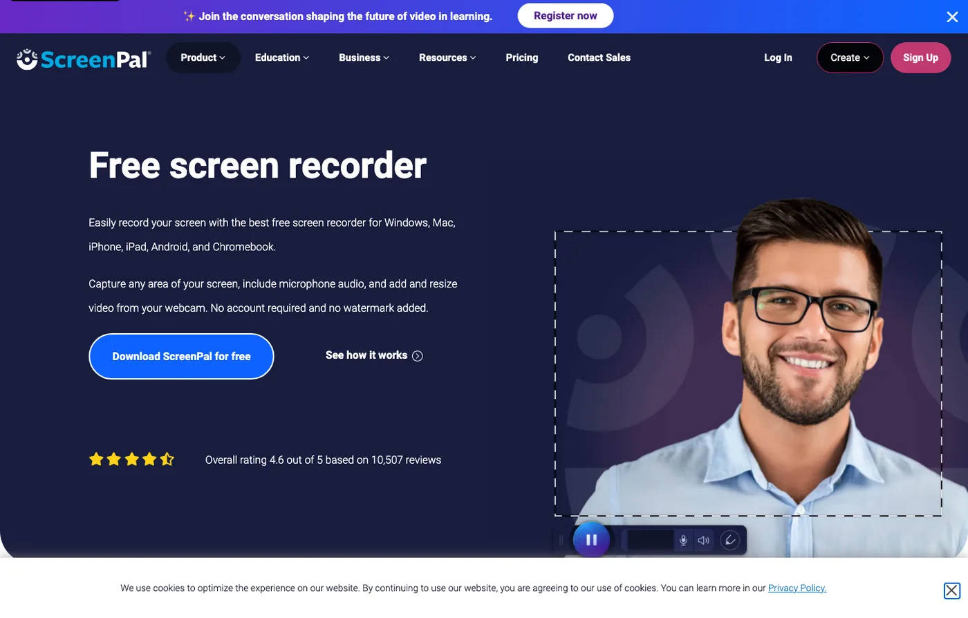 Official ScreenPal screen recorder page used for narrated recording context