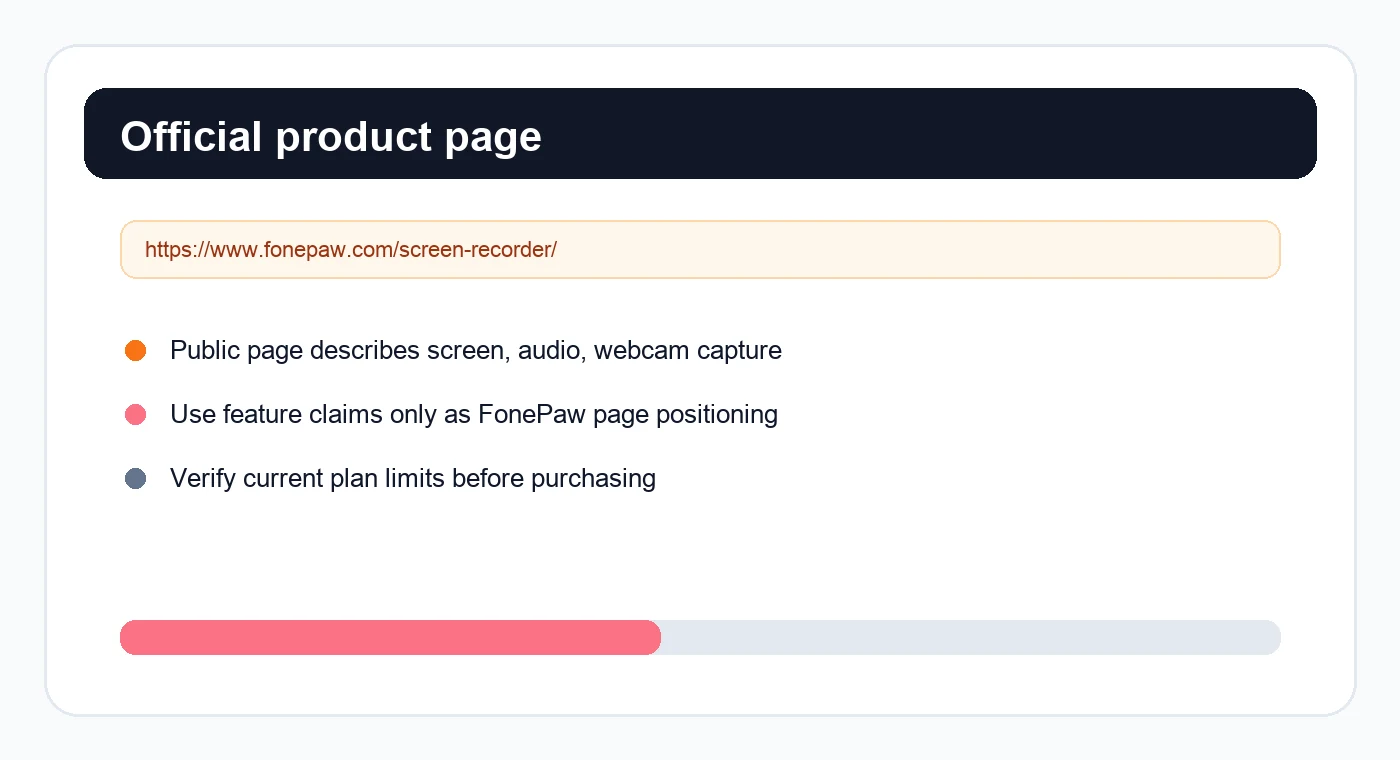 Official-source card for the FonePaw Screen Recorder product page