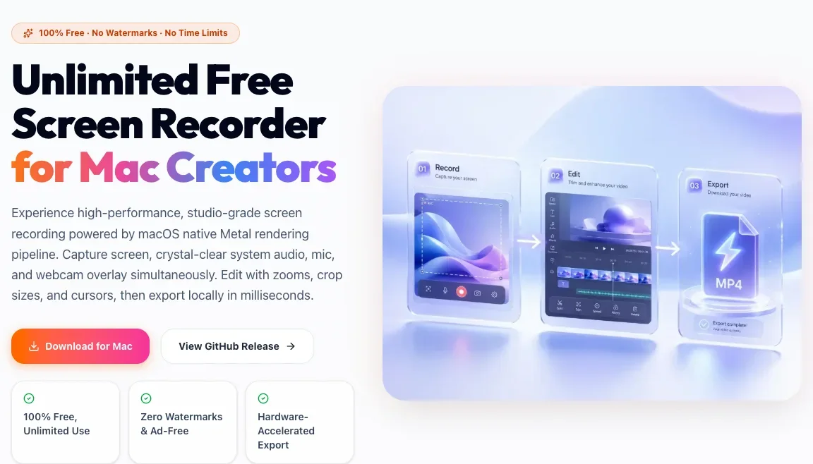 Locally rendered Redol Screen Recorder product page used as Mac-only workflow evidence
